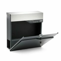 Briefkasten Mit FUNKKLINGEL ANTHRAZIT Postkasten Wandbriefkasten TOMA -Türschilder aus Edelstahl Geschäft briefkasten mit funkklingel anthrazit postkasten wandbriefkasten toma3