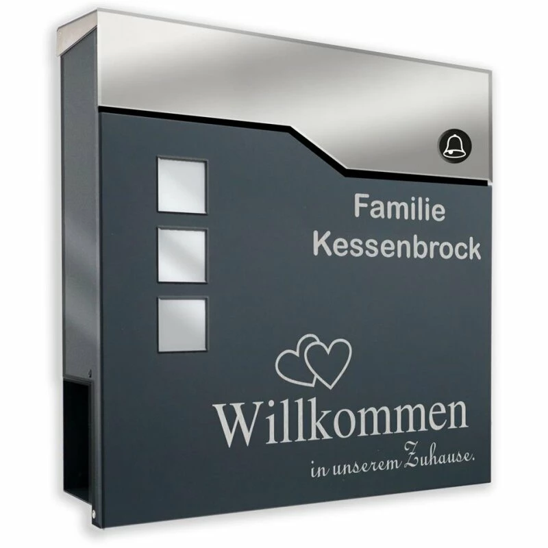 Briefkasten Mit FUNKKLINGEL ANTHRAZIT Postkasten Wandbriefkasten William 1 Briefkasten Mit FUNKKLINGEL ANTHRAZIT Postkasten Wandbriefkasten William