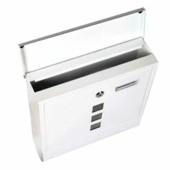 Briefkasten Mit Zeitungsfach RAL 9010 Reinweiss Mit Großem Einwurf & Sichtfenster -Türschilder aus Edelstahl Geschäft briefkasten mit zeitungsfach ral 9010 reinweiss mit grossem einwurf sichtfenster2