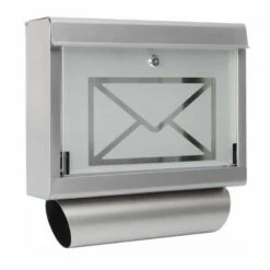Briefkasten Mit Zeitungsrolle Aus Edelstahl Und Glas Motiv Briefumschlag