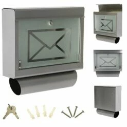 Briefkasten Mit Zeitungsrolle Aus Edelstahl Und Glas Motiv Briefumschlag -Türschilder aus Edelstahl Geschäft briefkasten mit zeitungsrolle aus edelstahl und glas motiv briefumschlag3