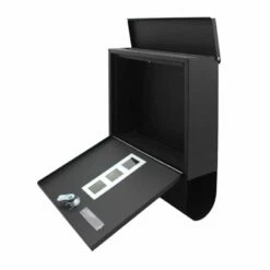 Briefkasten Mit Zeitungsrolle & Sichtfenster In RAL 9005 Schwarz Für Wandmontage -Türschilder aus Edelstahl Geschäft briefkasten mit zeitungsrolle sichtfenster in ral 9005 schwarz fuer wandmontage2