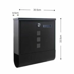 Briefkasten Mit Zeitungsrolle & Sichtfenster In RAL 9005 Schwarz Für Wandmontage -Türschilder aus Edelstahl Geschäft briefkasten mit zeitungsrolle sichtfenster in ral 9005 schwarz fuer wandmontage3