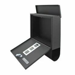 Briefkasten Mit Zeitungsrolle & Sichtfenster RAL 7016 Anthrazit Grau -Türschilder aus Edelstahl Geschäft briefkasten mit zeitungsrolle sichtfenster ral 7016 anthrazit grau2