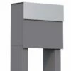 Briefkasten Standbriefkasten Cube Grau Metallic RAL 9007 Mit Edelstahlklappe