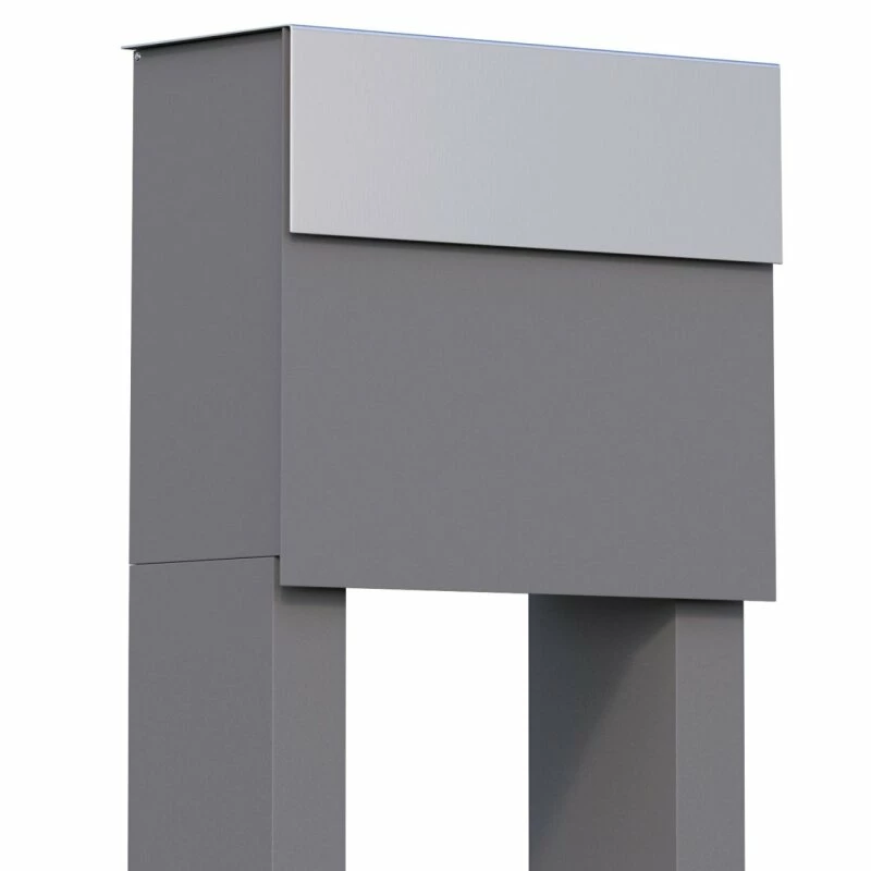 Briefkasten Standbriefkasten Cube Grau Metallic RAL 9007 Mit Edelstahlklappe 1 Briefkasten Standbriefkasten Cube Grau Metallic RAL 9007 Mit Edelstahlklappe