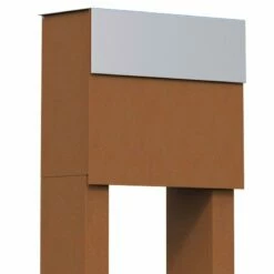Briefkasten Standbriefkasten Cube Rost RAL 8001 Mit Edelstahlklappe
