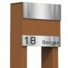 Briefkasten Standbriefkasten Cube Rost RAL 8001 Mit Edelstahlklappe Mit Beschriftung