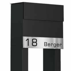 Briefkasten Standbriefkasten Cube Schwarz RAL 9005 Mit Beschriftung