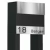 Briefkasten Standbriefkasten Cube Schwarz RAL 9005 Mit Edelstahlklappe Mit Beschriftung