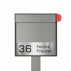 Briefkasten Standbriefkasten Square Grau Metallic RAL 9007 Mit Beschriftung -Türschilder aus Edelstahl Geschäft briefkasten standbriefkasten square grau metallic ral 9007 mit beschriftung2