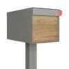 Briefkasten Standbriefkasten Square Grau Metallic RAL 9007 Mit HPL-Front