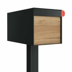 Briefkasten Standbriefkasten Square Schwarz RAL 9005 Mit HPL-Front