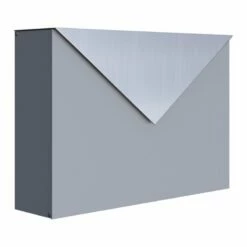 Briefkasten Wandbriefkasten Blitz Grau Metallic RAL 9007 Mit Edelstahlklappe