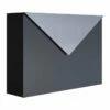Briefkasten Wandbriefkasten Blitz Schwarz RAL 9005 Mit Edelstahlklappe