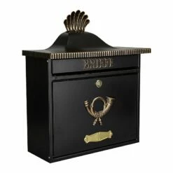 Briefkasten Wandbriefkasten Briefbox Schwarz / Gold
