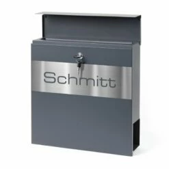 Briefkasten Wandbriefkasten Edelstahl Mit Zeitungsfach Anthrazit Grau Inkl. Namensblende -Türschilder aus Edelstahl Geschäft briefkasten wandbriefkasten edelstahl mit zeitungsfach anthrazit grau inkl namensblende4