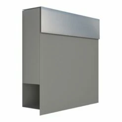 Briefkasten Wandbriefkasten Elegance Grau Metallic RAL 9007 Mit Edelstahlklappe