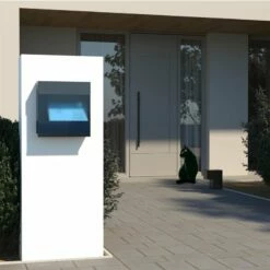 Briefkasten Wandbriefkasten Elegance Pro Blue Schwarz RAL 9005 Mit Blauer Acrylplatte -Türschilder aus Edelstahl Geschäft briefkasten wandbriefkasten elegance pro blue schwarz ral 9005 mit blauer acrylplatte4