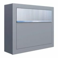 Briefkasten Wandbriefkasten Jazz Grau Metallic RAL 9007 Mit Edelstahlklappe