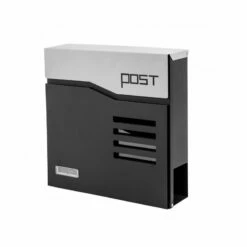 Briefkasten Wandbriefkasten Postkasten Postfach Schwarz/silber Inkl. Zeitungsrolle