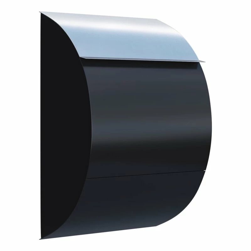 Briefkasten Wandbriefkasten Round Schwarz RAL 9005 Mit Edelstahlklappe 1 Briefkasten Wandbriefkasten Round Schwarz RAL 9005 Mit Edelstahlklappe