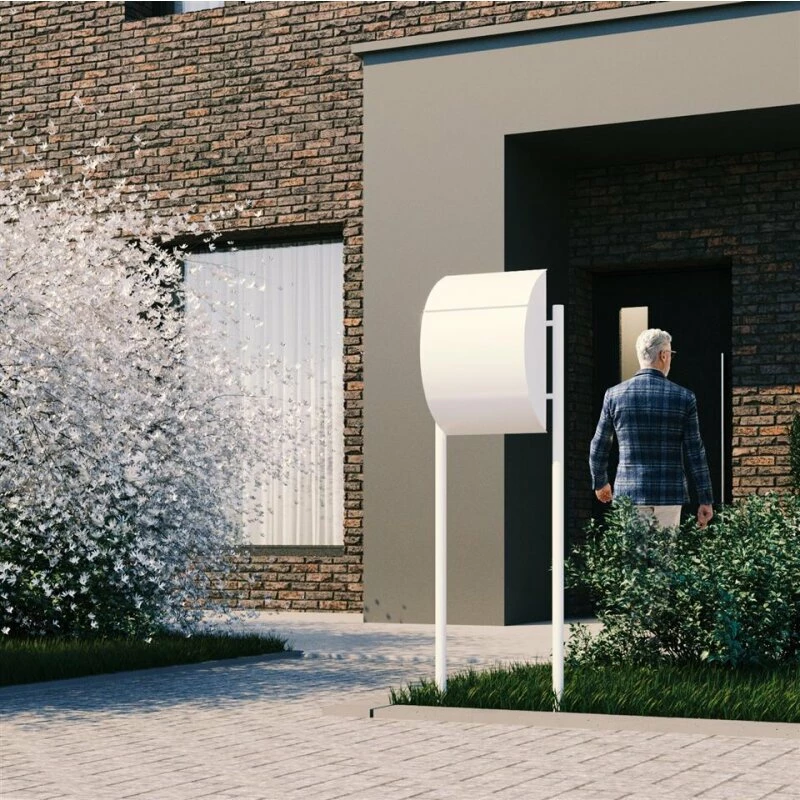 Briefkasten Wandbriefkasten Round Weiß RAL 9016 Mit Edelstahlklappe 3 Briefkasten Wandbriefkasten Round Weiß RAL 9016 Mit Edelstahlklappe – Bild 3