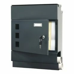 Briefkasten Wandbriefkasten Zeitungsfach 3 Sichtfenster Globe Anthrazit -Türschilder aus Edelstahl Geschäft briefkasten wandbriefkasten zeitungsfach 3 sichtfenster globe anthrazit3