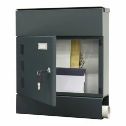 Briefkasten Wandbriefkasten Zeitungsfach 3 Sichtfenster Globe Anthrazit -Türschilder aus Edelstahl Geschäft briefkasten wandbriefkasten zeitungsfach 3 sichtfenster globe anthrazit4