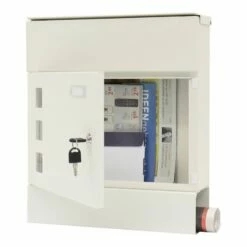 Briefkasten Wandbriefkasten Zeitungsfach 3 Sichtfenster Globe Weiss -Türschilder aus Edelstahl Geschäft briefkasten wandbriefkasten zeitungsfach 3 sichtfenster globe weiss3