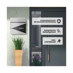 Briefkasten Wandbriefkasten Zeitungsfach Schwarz / Silber Pulverbeschichtet -Türschilder aus Edelstahl Geschäft briefkasten wandbriefkasten zeitungsfach schwarz silber pulverbeschichtet5
