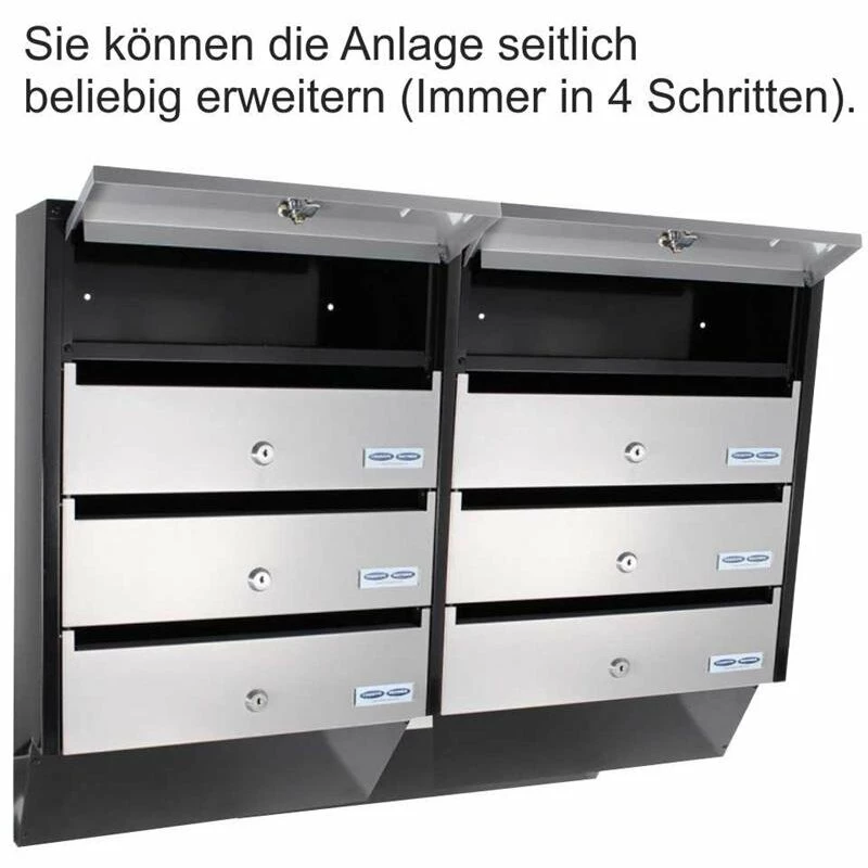 Briefkastenanlage Depot 4 Fach Silber/schwarz 7 Briefkastenanlage Depot 4 Fach Silber/schwarz – Bild 7