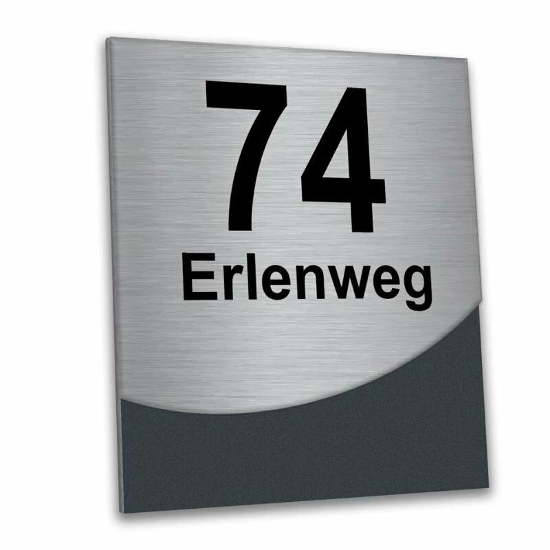 Design Edelstahl Hausnummer Mit Geschwungener Edelstahl Frontblende 3 Design Edelstahl Hausnummer Mit Geschwungener Edelstahl Frontblende – Bild 3