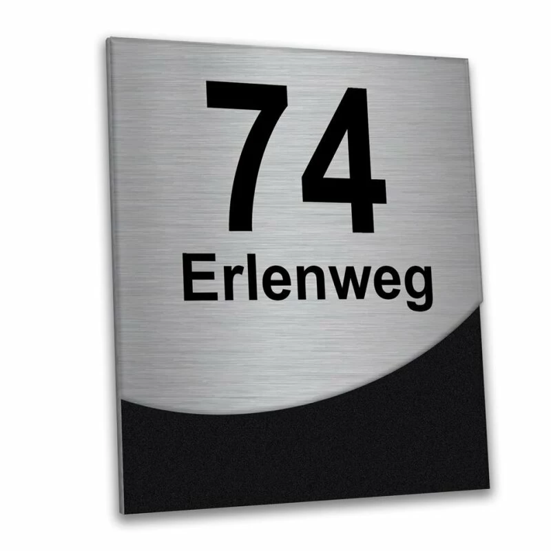 Design Edelstahl Hausnummer Mit Geschwungener Edelstahl Frontblende 4 Design Edelstahl Hausnummer Mit Geschwungener Edelstahl Frontblende – Bild 4