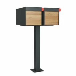 Doppel Briefkasten Standbriefkasten Square Anthrazit RAL 7016 Mit HPL-Front -Türschilder aus Edelstahl Geschäft doppel briefkasten standbriefkasten square anthrazit ral 7016 mit hpl front4
