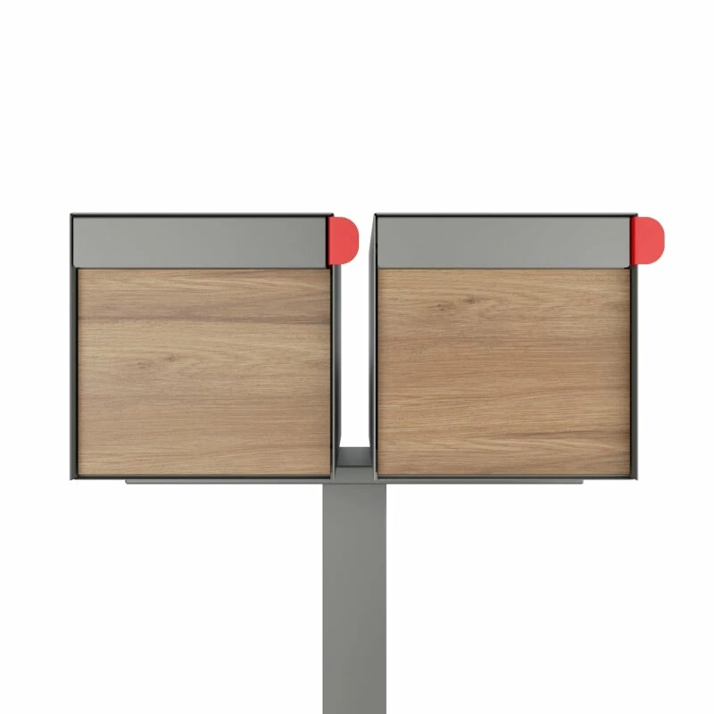 Doppel Briefkasten Standbriefkasten Square Grau Metallic RAL 9007 Mit HPL-Front 2 Doppel Briefkasten Standbriefkasten Square Grau Metallic RAL 9007 Mit HPL-Front – Bild 2