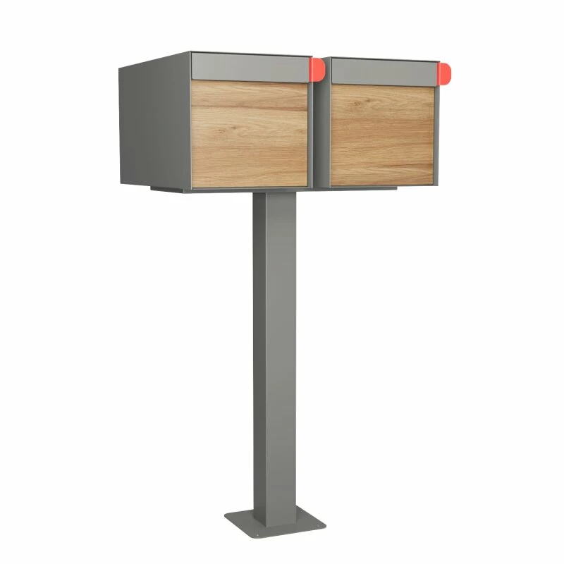 Doppel Briefkasten Standbriefkasten Square Grau Metallic RAL 9007 Mit HPL-Front 4 Doppel Briefkasten Standbriefkasten Square Grau Metallic RAL 9007 Mit HPL-Front – Bild 4
