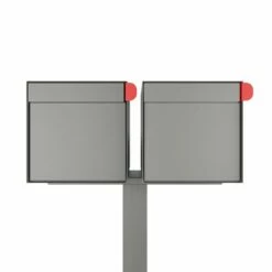 Doppel Briefkasten Standbriefkasten Square Grau Metallic RAL 9007 -Türschilder aus Edelstahl Geschäft doppel briefkasten standbriefkasten square grau metallic ral 90073