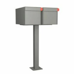Doppel Briefkasten Standbriefkasten Square Grau Metallic RAL 9007 -Türschilder aus Edelstahl Geschäft doppel briefkasten standbriefkasten square grau metallic ral 90074