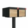Doppel Briefkasten Standbriefkasten Square Schwarz RAL 9005 Mit HPL-Front