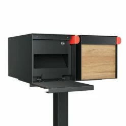 Doppel Briefkasten Standbriefkasten Square Schwarz RAL 9005 Mit HPL-Front -Türschilder aus Edelstahl Geschäft doppel briefkasten standbriefkasten square schwarz ral 9005 mit hpl front3