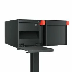 Doppel Briefkasten Standbriefkasten Square Schwarz RAL 9005 -Türschilder aus Edelstahl Geschäft doppel briefkasten standbriefkasten square schwarz ral 90053