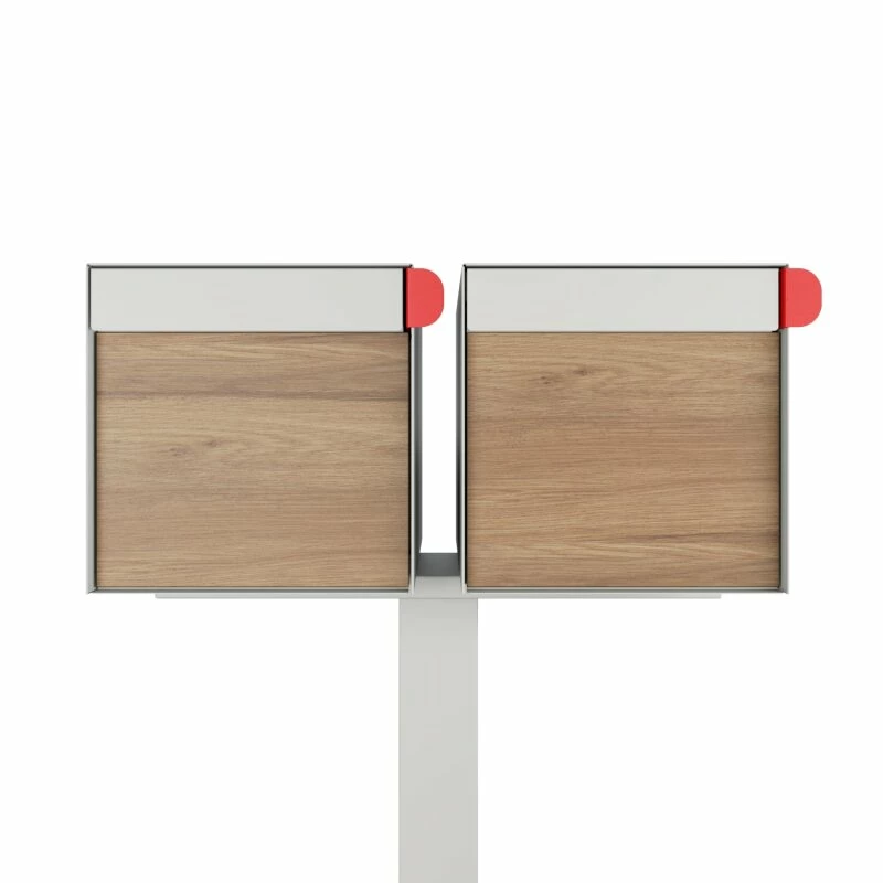 Doppel Briefkasten Standbriefkasten Square Weiß RAL 9016 Mit HPL-Front 2 Doppel Briefkasten Standbriefkasten Square Weiß RAL 9016 Mit HPL-Front – Bild 2