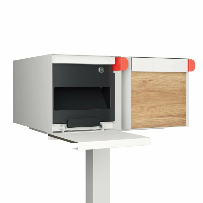 Doppel Briefkasten Standbriefkasten Square Weiß RAL 9016 Mit HPL-Front 3 Doppel Briefkasten Standbriefkasten Square Weiß RAL 9016 Mit HPL-Front – Bild 3