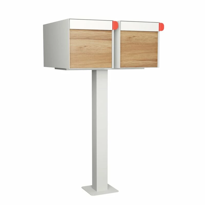 Doppel Briefkasten Standbriefkasten Square Weiß RAL 9016 Mit HPL-Front 4 Doppel Briefkasten Standbriefkasten Square Weiß RAL 9016 Mit HPL-Front – Bild 4