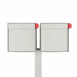 Doppel Briefkasten Standbriefkasten Square Weiß RAL 9016 -Türschilder aus Edelstahl Geschäft doppel briefkasten standbriefkasten square weiss ral 90162