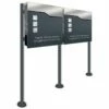 Doppel Standbriefkasten ANTHRAZIT GRAU RAL 7016 Mit Beschriftung Andy_Duo