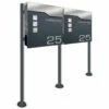 Doppel Standbriefkasten ANTHRAZIT GRAU RAL 7016 Mit Beschriftung Florian_Duo