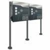 Doppel Standbriefkasten ANTHRAZIT GRAU RAL 7016 Mit Beschriftung Paul_Duo