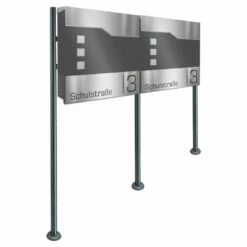 Doppel Standbriefkasten Inkl. Zeitungsfach DB 703 Graphit Mit Edelstahl Laser Namensblende